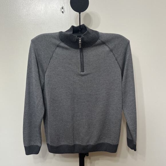 Tahari Men's Heather Grey 1/4 Zip Wool Blend Sweater Size L - Picture 1 of 2